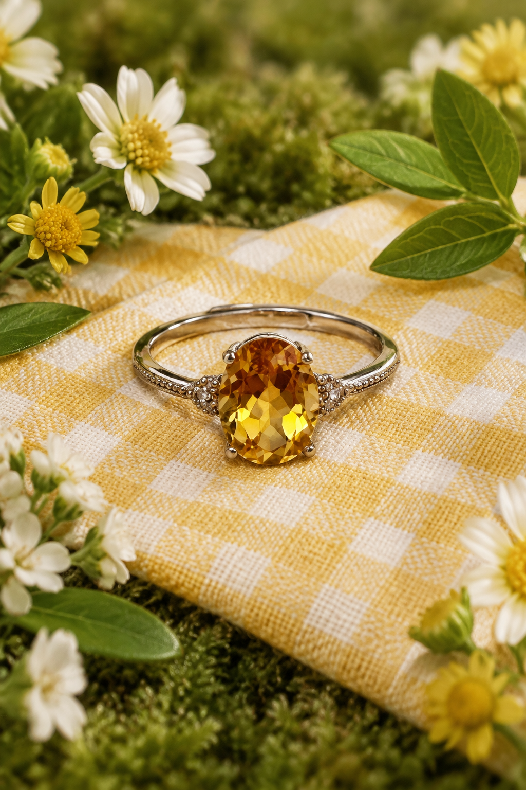 Brazilian Citrine S925 Adjustable Ring