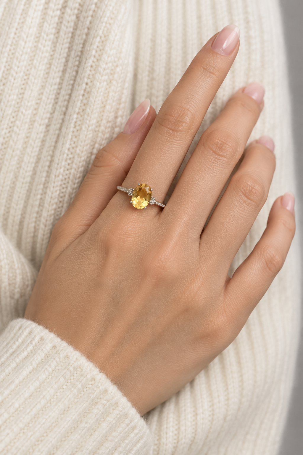 Brazilian Citrine S925 Adjustable Ring