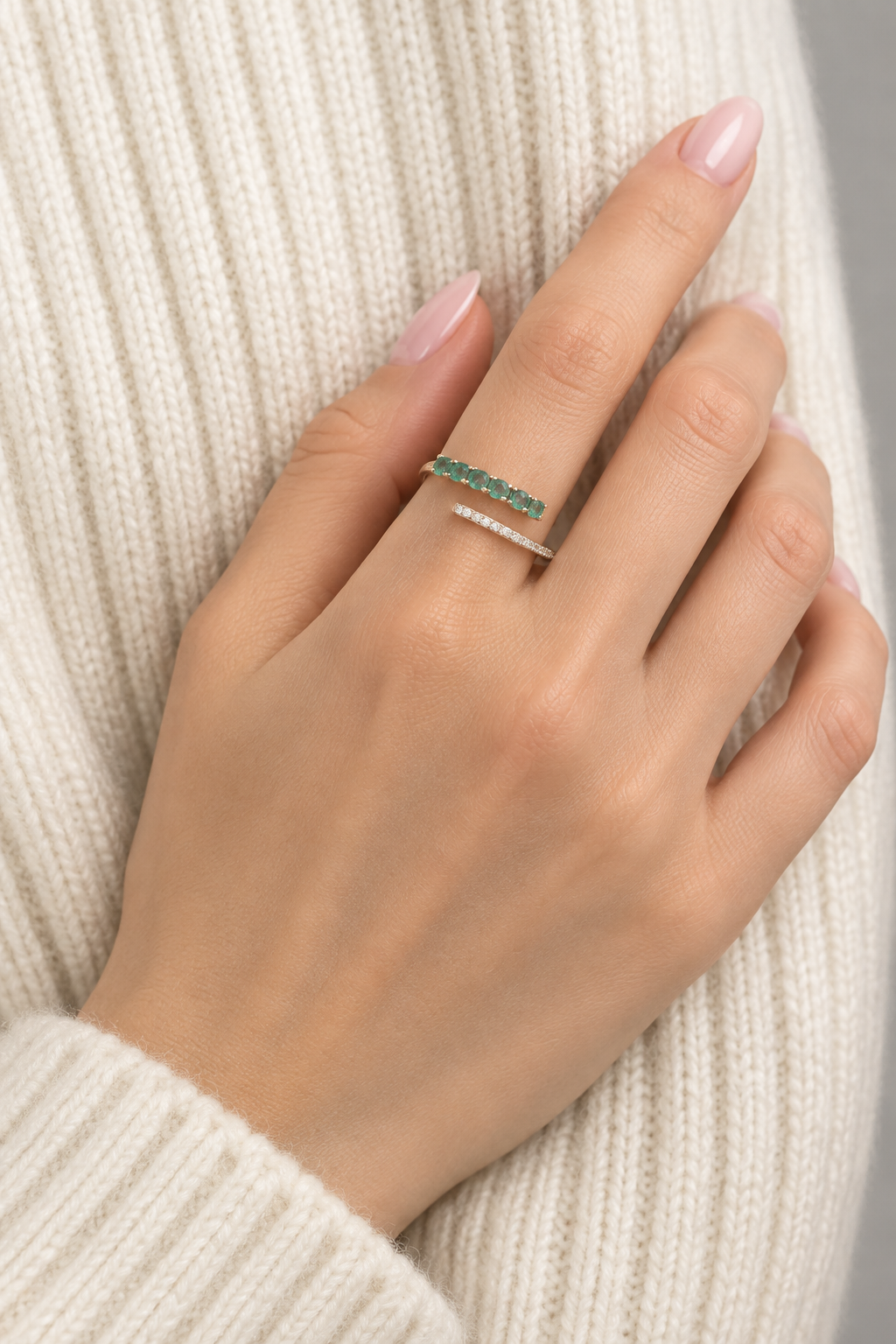 Emerald Glow Adjustable Ring