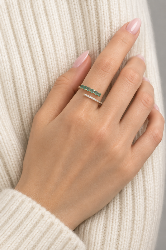 Emerald Glow Adjustable Ring