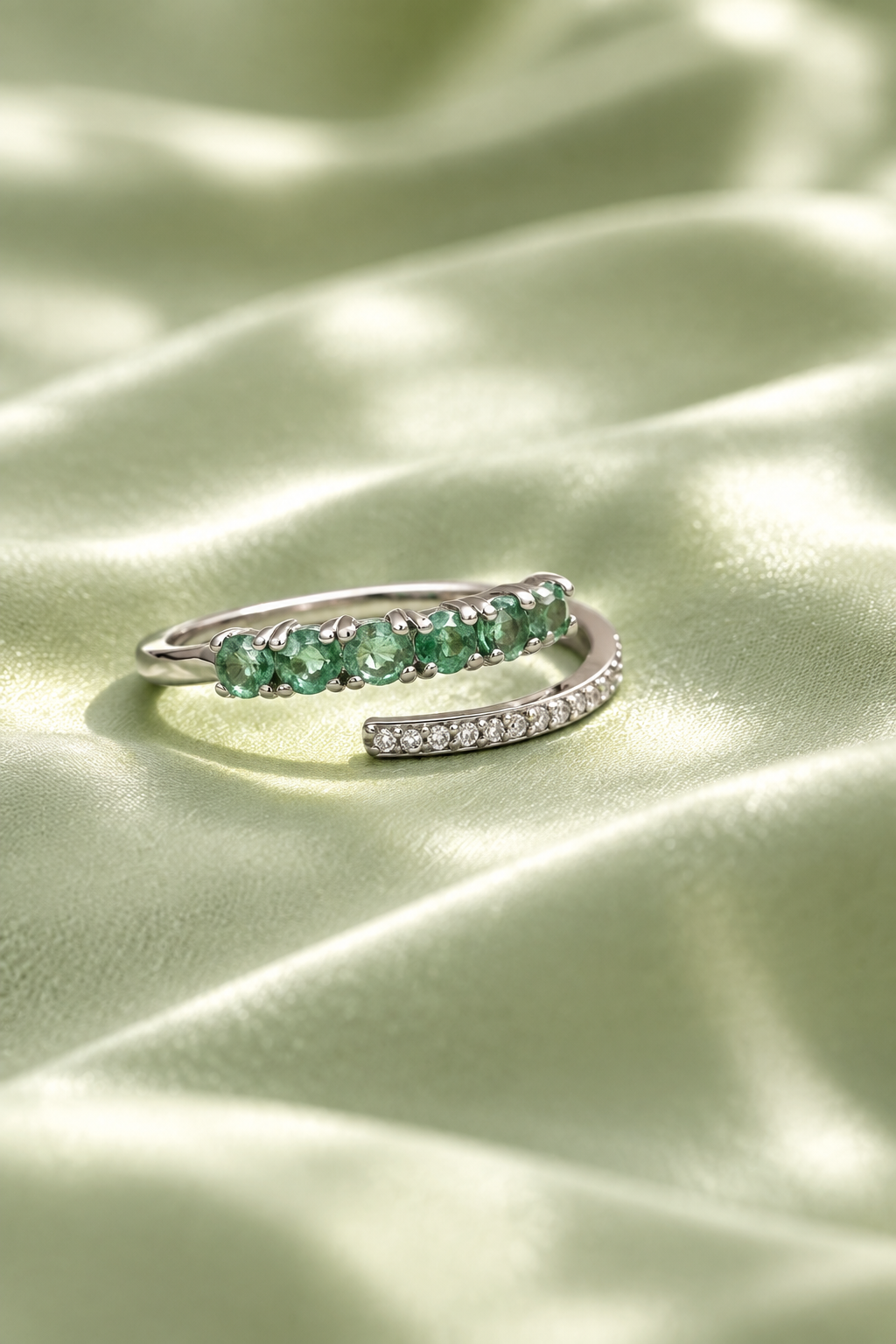 Emerald Glow Adjustable Ring