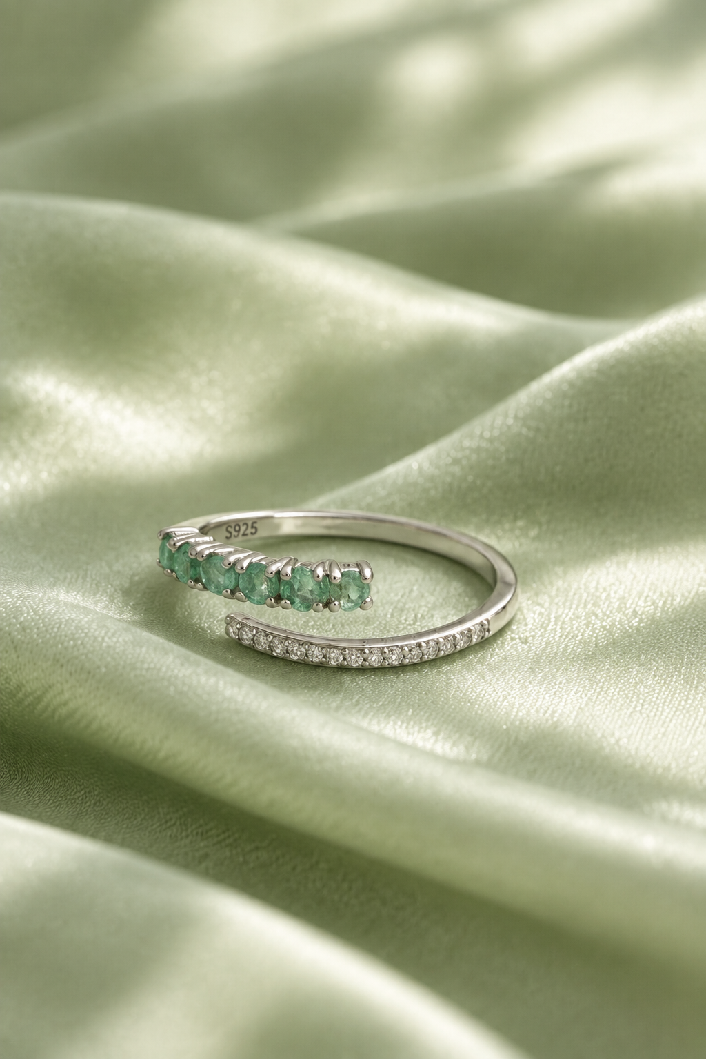Emerald Glow Adjustable Ring