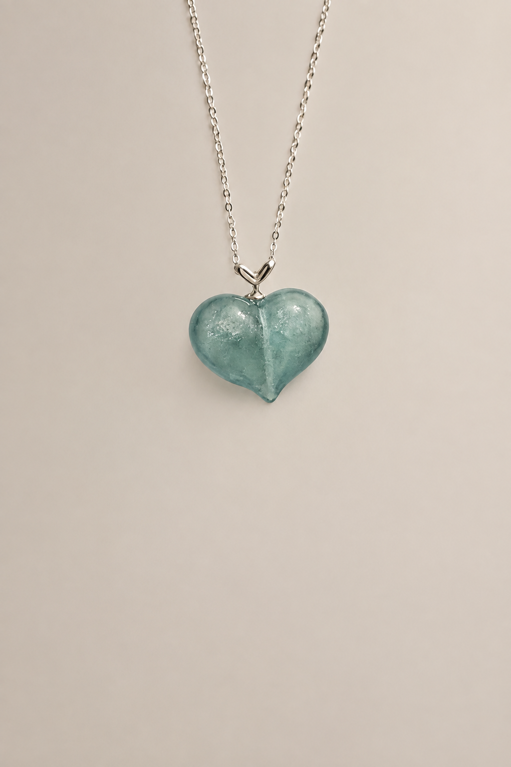 Sparkling Aquamarine Heart Necklace