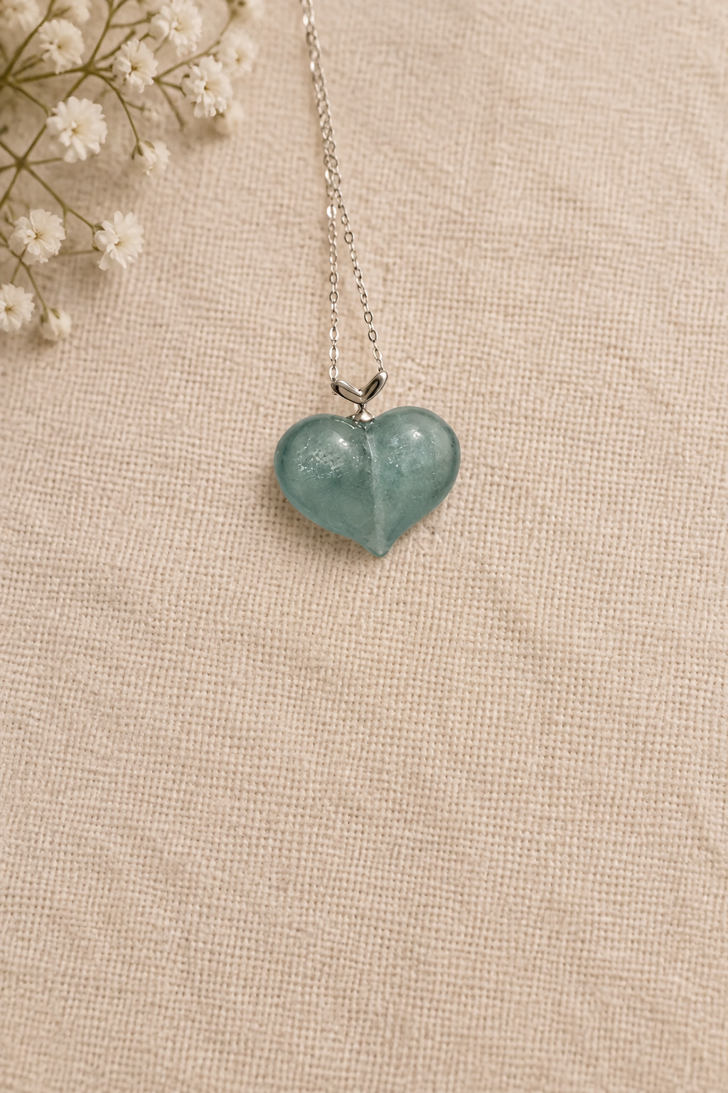 Sparkling Aquamarine Heart Necklace