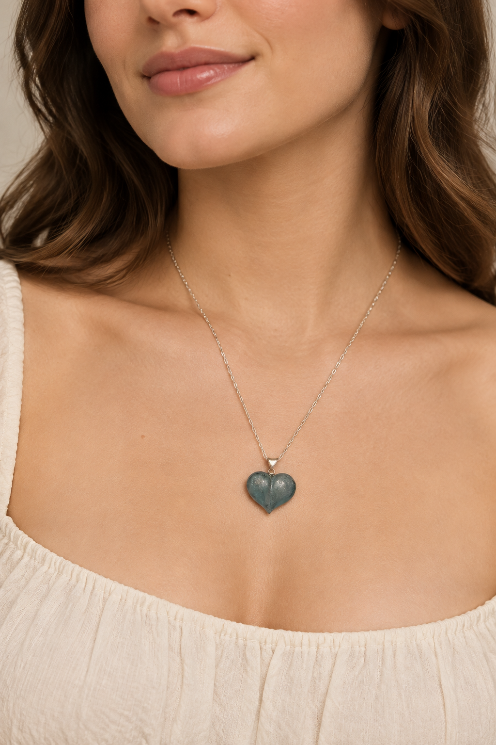 Sparkling Aquamarine Heart Necklace