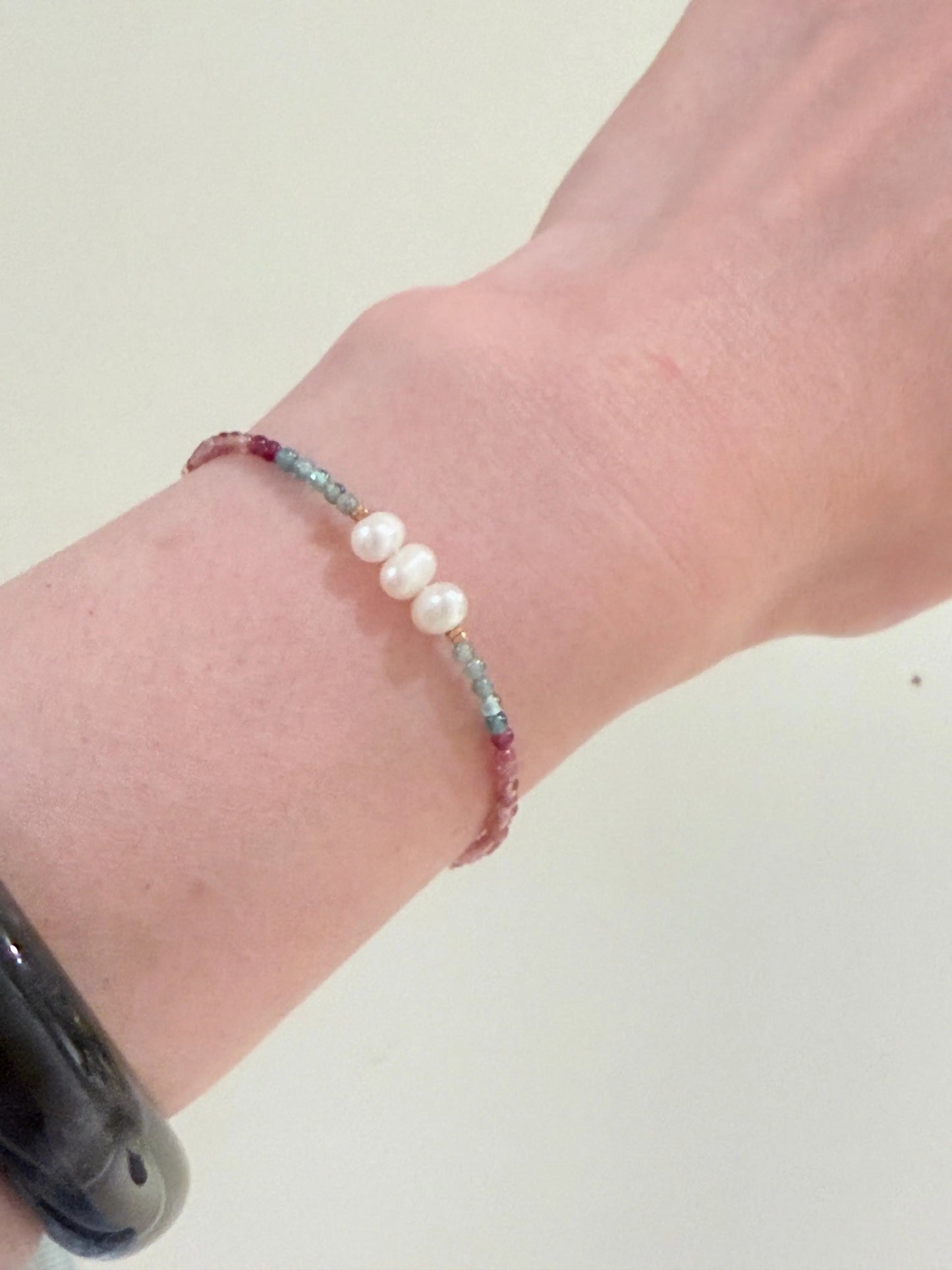 🌸 Pastel Tourmaline & Freshwater Pearls – S925 Gold-Plated
